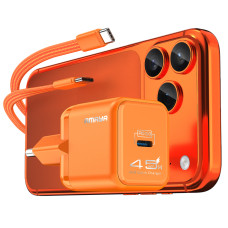 Мережевий зарядний пристрій Amaya E450S PD45W GaN (1USB-C) + кабель Type-C to Type-C Orange
