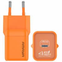 Сетевое зарядное устройство Amaya E450S PD45W GaN (1USB-C) Orange