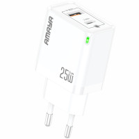 Сетевое зарядное устройство Amaya E47D PD25W+QC3.0 GaN (1USB-A/1C) White