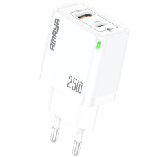 Сетевое зарядное устройство Amaya E47D PD25W+QC3.0 GaN (1USB-A/1C) White