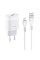 Мережевий зарядний пристрій (зарядка) Hoco C72A Glorious 2.1A (1USB-A) + кабель USB to MicroUSB - Білий - фото