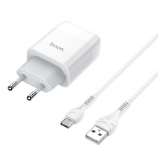 Сетевое зарядное устройство (зарядка) Hoco C72A Glorious 2.1A (1USB-A) + кабель USB to Type-C - Белый