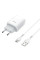Сетевое зарядное устройство (зарядка) Hoco C72A Glorious 2.1A (1USB-A) + кабель USB to Type-C - Белый - фото