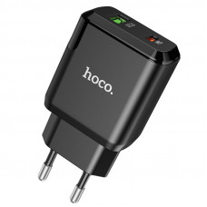 Сетевое зарядное устройство (зарядка) Hoco N5 Favor 20W PD+QC3.0 (1USB/1Type-C/3A) - Черный