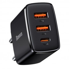 Мережевий зарядний пристрій Baseus Compact Quick Charger 30W QC+ PD (1Type-C + 2USB) (CCXJ-E) - Чорний