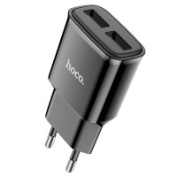 Мережевий зарядний пристрій (зарядка) Hoco C88A Star round 2.4A (2USB-A) - Чорний