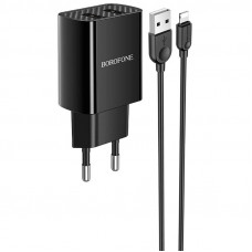 Сетевое зарядное устройство (зарядка) Borofone BA53A Powerway (2USB/2.1A) + Lightning - Черный