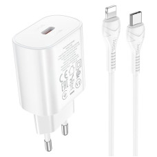 Мережевий зарядний пристрій (зарядка) Hoco N22 Jetta PD25W (1USB-C) + кабель Type-C to Lightning - Білий