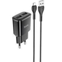 Сетевое зарядное устройство (зарядка) Hoco C88A Star round 2.4A (2USB-A) + кабель USB to MicroUSB - Черный