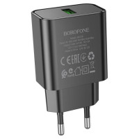 Мережевий зарядний пристрій Borofone BA72A Spring QC3.0 (1USB-A) - Black