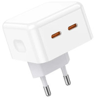 Сетевое зарядное устройство (зарядка) Borofone BA76A Source PD35W (2USB-C) - White