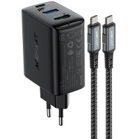 Сетевое зарядное устройство Acefast A17 PD65W GaN (1USB-A/1C/1HDMI) + кабель Type-C to Type-C Black