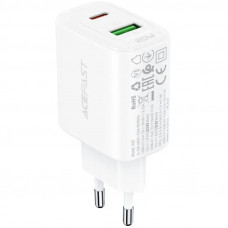 Сетевое зарядное устройство (зарядка) Acefast A25 PD20W (USB-C+USB-A) dual port - White