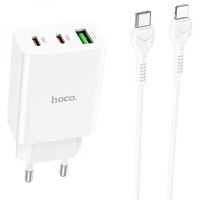 Caricatore da rete Hoco C99A PD20W+QC3.0 (1USB/2Type-C/3A) + Type-C to Lightning - White
