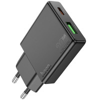Мережевий зарядний пристрій (зарядка) Hoco N38 Delgado PD20W+QC3.0 (1USB-A/1C) - Black