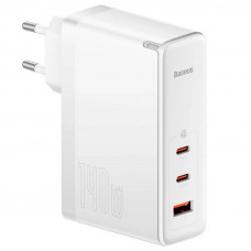 Сетевое зарядное устройство (зарядка) Baseus GaN5 Pro 2Type-C+USB 140W EU (with Type-C to Type-C 140W (1m)) (CCGP100201) - White