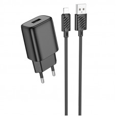 Мережевий зарядний пристрій Hoco C134A Solid 1USB-A 12W + Lightning - Black