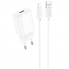 Мережевий зарядний пристрій Hoco C134A Solid 1USB-A 12W + Lightning - White