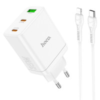 Caricatore da rete Hoco N33 Start PD35W (1USB-A/2C) + cavo Type-C to Lightning - White