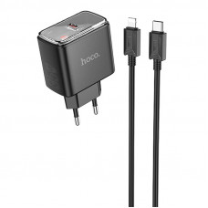 Мережевий зарядний пристрій Hoco CS41A Smart PD35W (1C) + Type-C to Lightning - Black