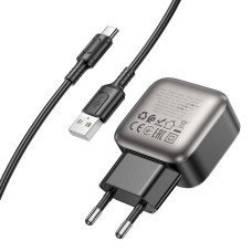 Сетевое зарядное устройство (зарядка) Borofone BAS51A Absolute 12W (2USB-A) + кабель USB to Type-C - Black