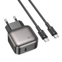 Мережевий зарядний пристрій (зарядка) Borofone BAS53A Absolute PD20W (1USB-C) + кабель Type-C to Type-C - Black