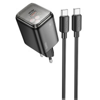 Сетевое зарядное устройство (зарядка) Hoco N54 Monsoon PD45W (1USB-C) + кабель Type-C to Type-C - Black