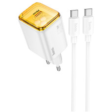 Мережевий зарядний пристрій (зарядка) Hoco N54 Monsoon PD45W (1USB-C) + кабель Type-C to Type-C - White