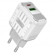 Мережевий зарядний пристрій Hoco C135A Rock PD20W+QC3.0 (1USB-A/1USB-C) - White