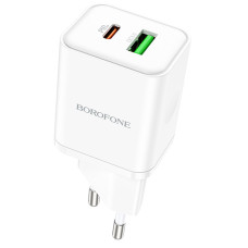Мережевий зарядний пристрій (зарядка) Borofone BN7 PD20W+QC3.0 (1USB-A/1C) - White