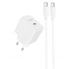 Сетевое зарядное устройство (зарядка) HOCO CS13A Ocean PD20W (1USB-C) + Type-C to Type-C - White