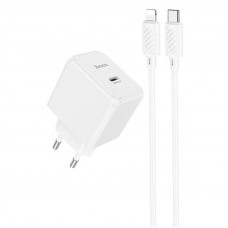 Мережевий зарядний пристрій HOCO CS13A Ocean PD20W (1USB-C) + Type-C to Lightning - White