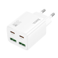 Мережевий зарядний пристрій (зарядка) Hoco N56 Fundador PD30W four-port (2USB-A/2C) - White