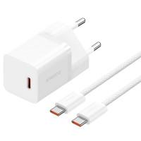 Мережевий зарядний пристрій Baseus GaN5 Fast Charger mini PD30W (1USB-C) + кабель Type-C to Type-C (P10110902) Moon White