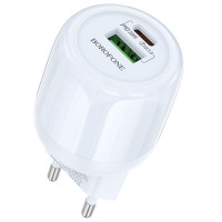 Мережевий зарядний пристрій (зарядка) Borofone BA93A Lustrous PD20W+QC3.0 (1USB-A/1C) - Blue