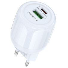 Мережевий зарядний пристрій (зарядка) Borofone BA93A Lustrous PD20W+QC3.0 (1USB-A/1C) - Blue