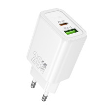 Сетевое зарядное устройство Hoco N61 Gentle PD20W+QC3.0 (1USB-A/1C) - White