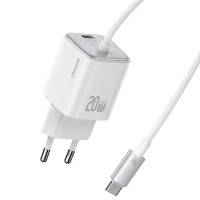 Сетевое зарядное устройство Usams US-CC261 GaN JC Ser. 20W (2USB-C) + кабель Type-C to Type-C White
