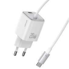 Сетевое зарядное устройство Usams US-CC261 GaN JC Ser. 20W (2USB-C) + кабель Type-C to Type-C - White