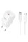 Мережевий зарядний пристрій (зарядка) Hoco C146A Charm PD20W (1USB-C) + кабель Type-C to Lightning - White - фото