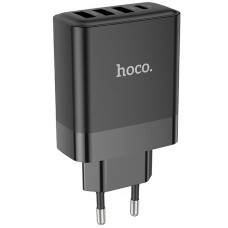 Мережевий зарядний пристрій (зарядка) Hoco C127A Intelligent PD45W (3USB-A/1C) - Black