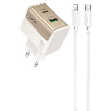 Мережевий зарядний пристрій (зарядка) Hoco CS73A Star Speed PD30W+QC3.0 (1USB-A/1C) + кабель Type-C to Lightning - White