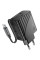 Мережевий зарядний пристрій (зарядка) Hoco N57 Full PD20W with retractable cable Type-C (2USB-C) - Black - фото