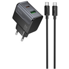 Мережевий зарядний пристрій (зарядка) Hoco CS73A Star Speed PD30W+QC3.0 (1USB-A/1C) + кабель Type-C to Type-C - Midnight Black