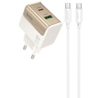Caricatore da rete Hoco CS73A Star Speed PD30W+QC3.0 (1USB-A/1C) + cavo Type-C to Type-C - White