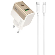 Мережевий зарядний пристрій (зарядка) Hoco CS73A Star Speed PD30W+QC3.0 (1USB-A/1C) + кабель Type-C to Type-C - White