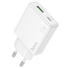 Мережевий зарядний пристрій (зарядка) Hoco C142A Direct PD20W+QC3.0 (1USB-A/1C) - White