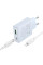 Сетевое зарядное устройство (зарядка) Hoco C142A Direct PD20W+QC3.0 (1USB-A/1C) + кабель Type-C to Lightning - Blue - фото