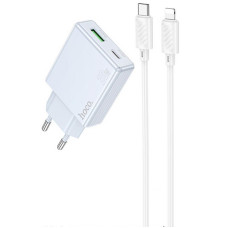 Мережевий зарядний пристрій (зарядка) Hoco C142A Direct PD20W+QC3.0 (1USB-A/1C) + кабель Type-C to Lightning - Blue