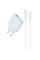 Сетевое зарядное устройство (зарядка) Hoco C142A Direct PD20W+QC3.0 (1USB-A/1C) + кабель Type-C to Lightning - Blue - фото